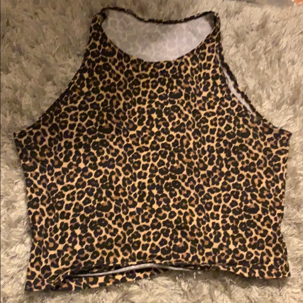 American Apparel Leopard Crop Tank